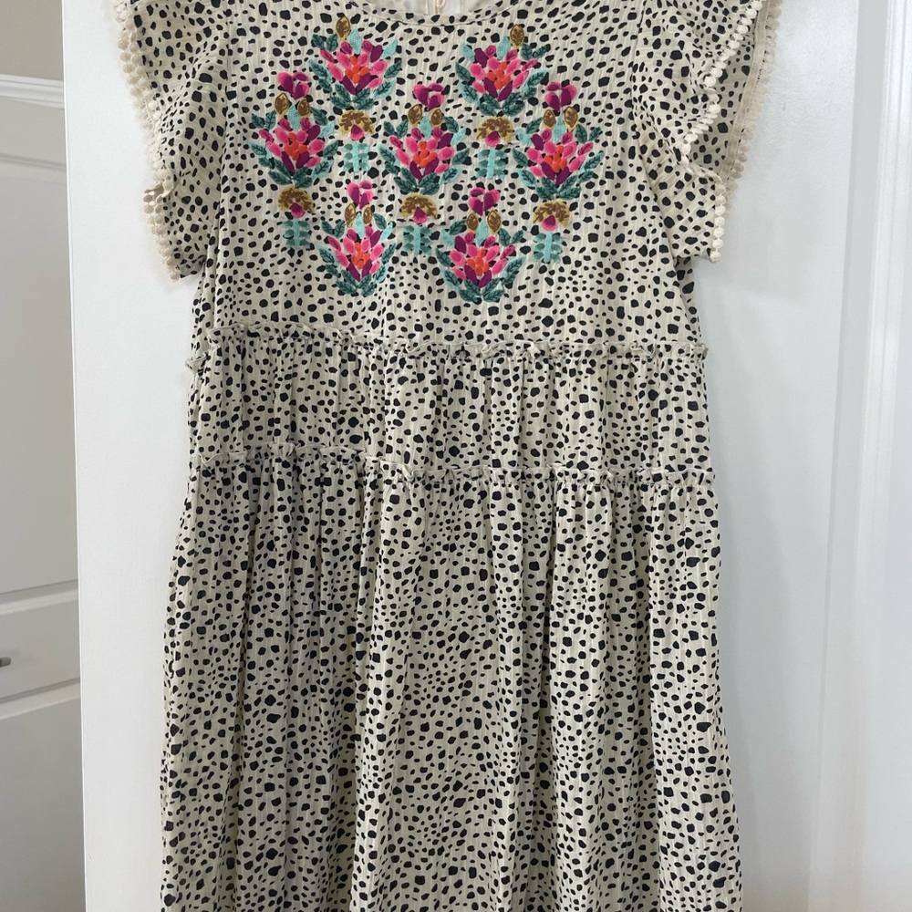 Black and White Boutique Casual Sundress with Embroidery